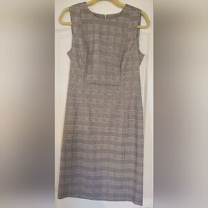 Calvin Klein Gray Plaid Sleeveless Midi Sheath Dress